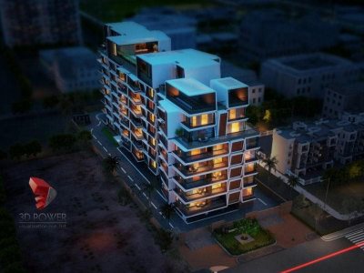 bhilai-3d-visualization-studios-elevation-rendering-appartment-buildings-birds-eye-view-night-view